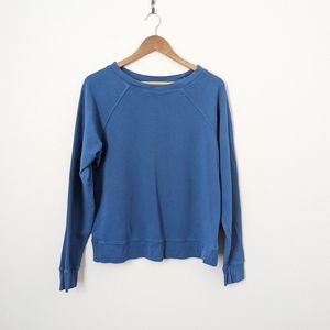 MATE The Label blue organic cotton terry raglan long sleeve pullover sweatshirt
